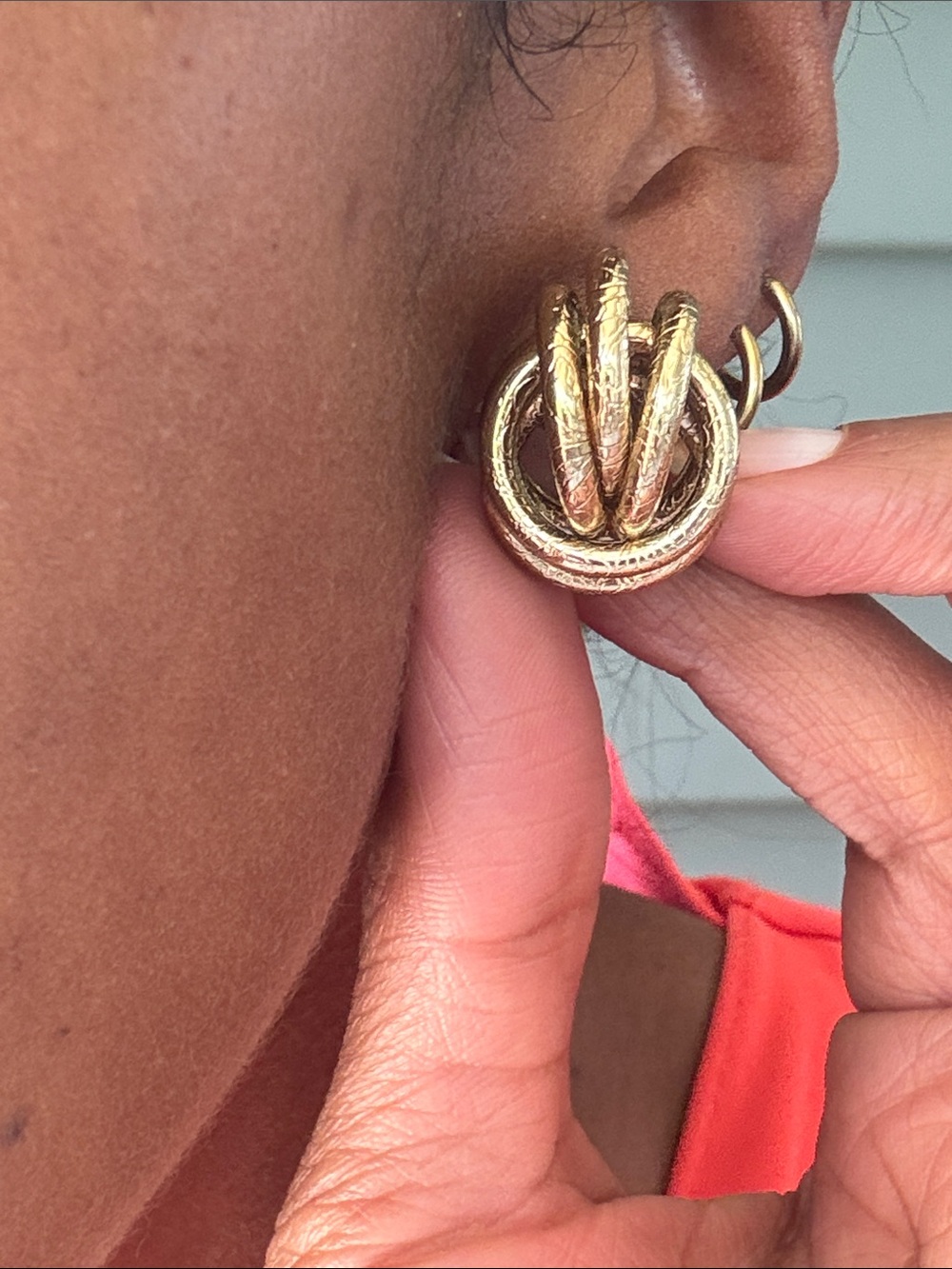 Vintage Gold-Tone Knot Hoop Earrings - Women Jewelry